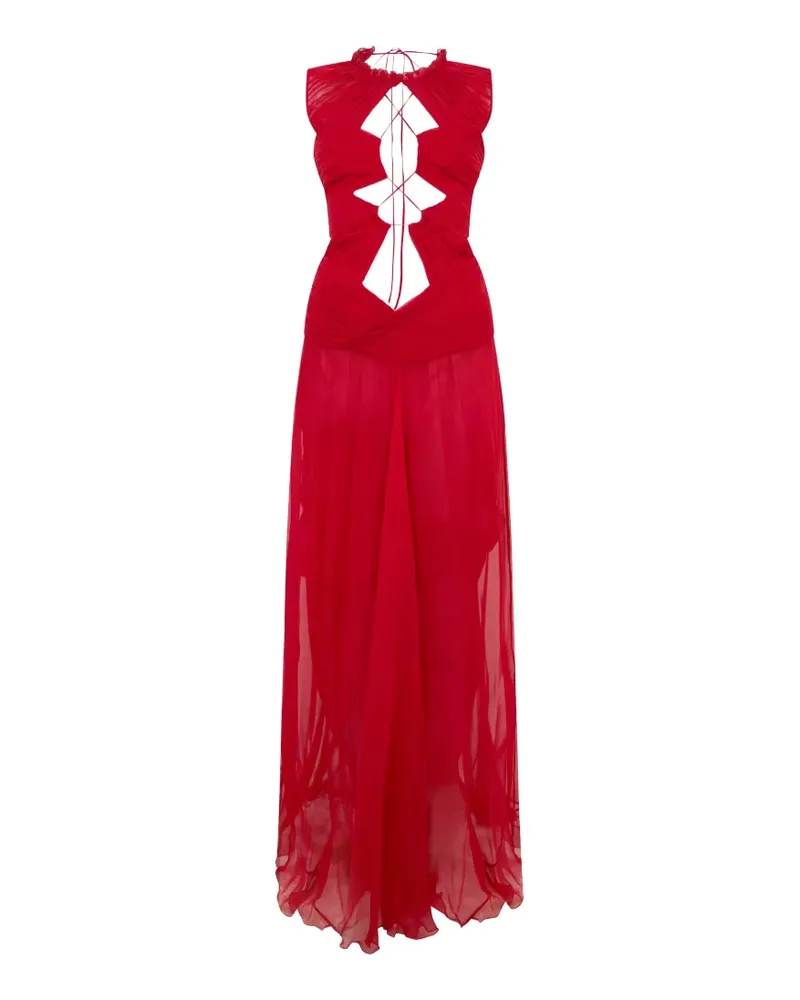 Alberta Ferretti cut-out ruched maxi dress - Rot Rot