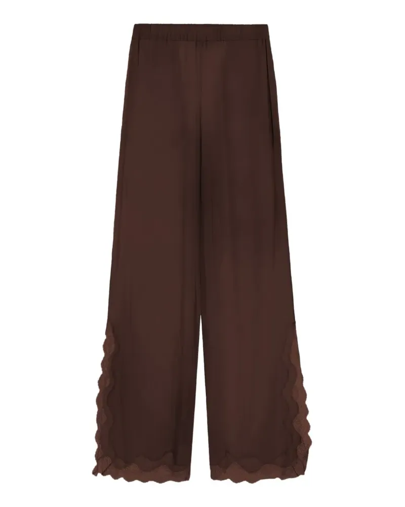 16ARLINGTON Ricci lace-trim satin palazzo pants - Braun Braun