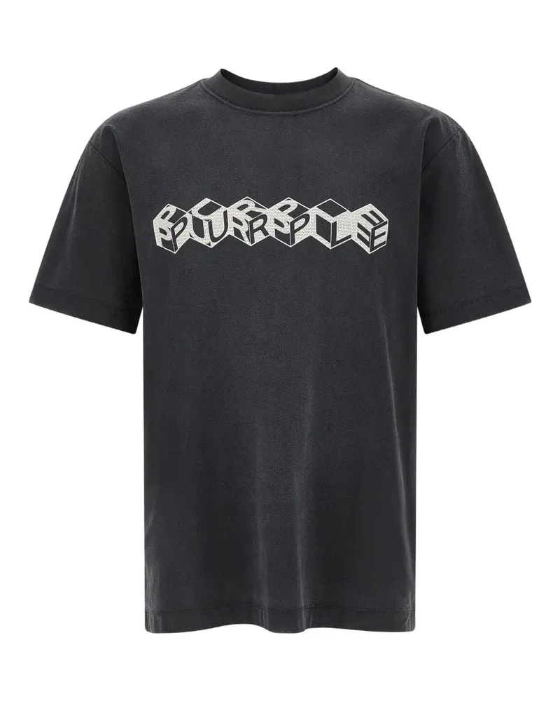 PURPLE BRAND Cube textured T-shirt - Schwarz Schwarz