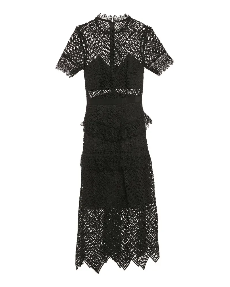 Self-Portrait Spitzenkleid im Layering-Look - Schwarz Schwarz