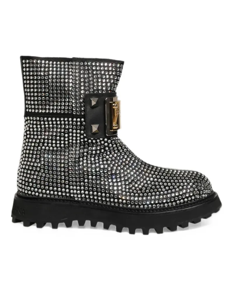 Dolce & Gabbana crystal-embellished studded boots - Schwarz Schwarz