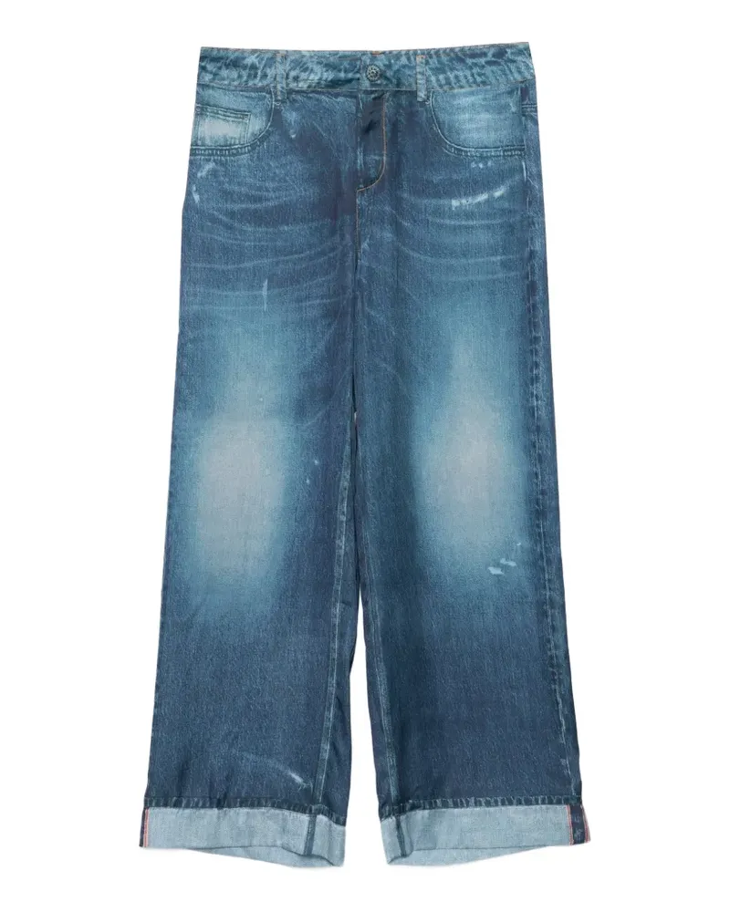 Liu Jo straight digital-print trousers - Blau Blau