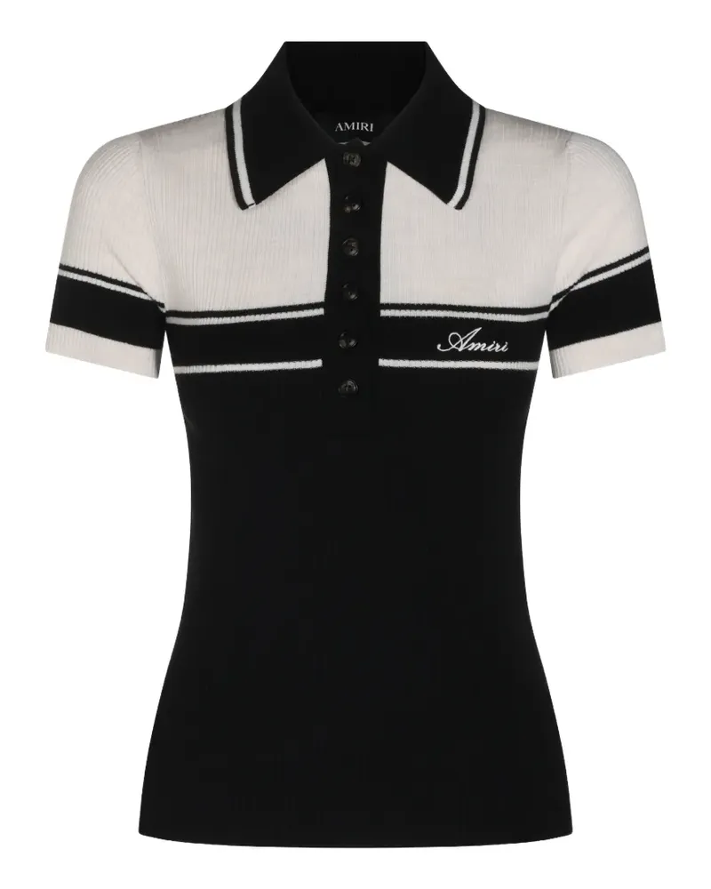 Amiri script knit slim polo - Schwarz Schwarz