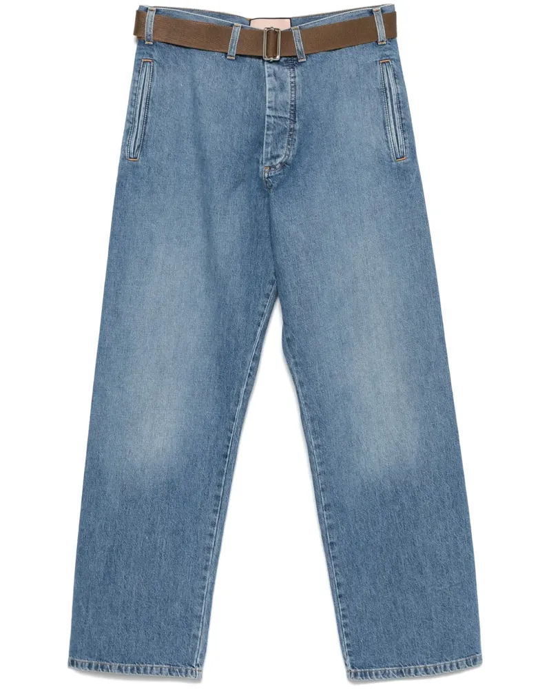 PLAN C Straight-Leg-Jeans mit Gürtel - Blau Blau