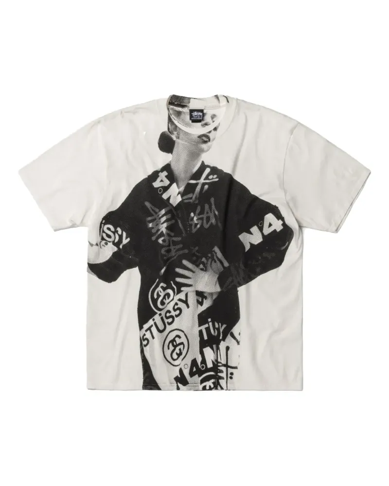 Stüssy Paris T-Shirt mit grafischem Print - Nude Nude