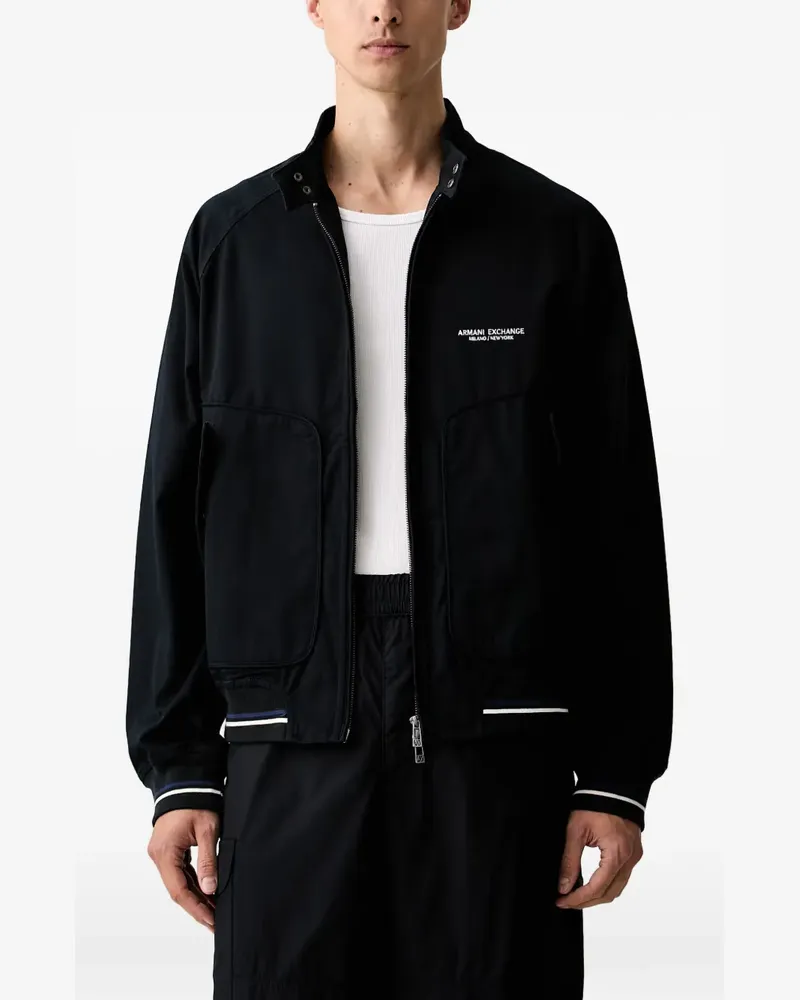 Armani Exchange logo-print high-neck jacket - Blau Blau