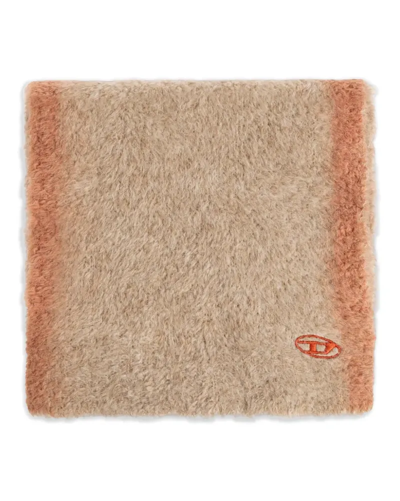 Diesel logo-embroidered brushed-knit scarf - Nude Nude