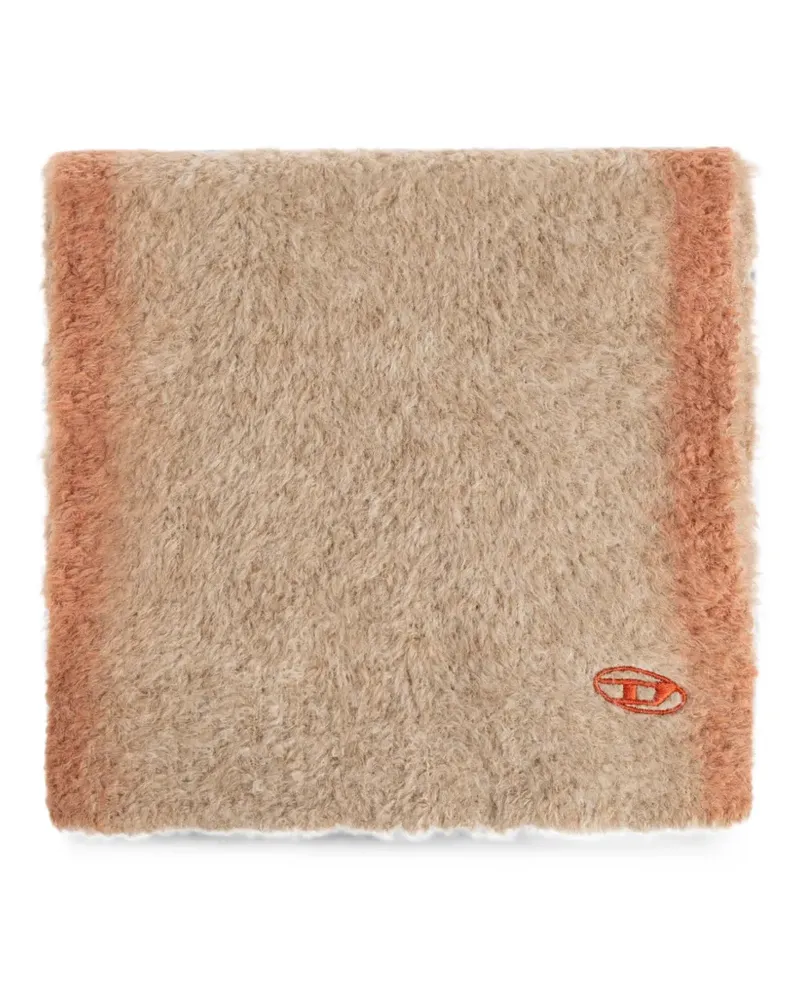 Diesel logo-embroidered brushed-knit scarf - Nude Nude