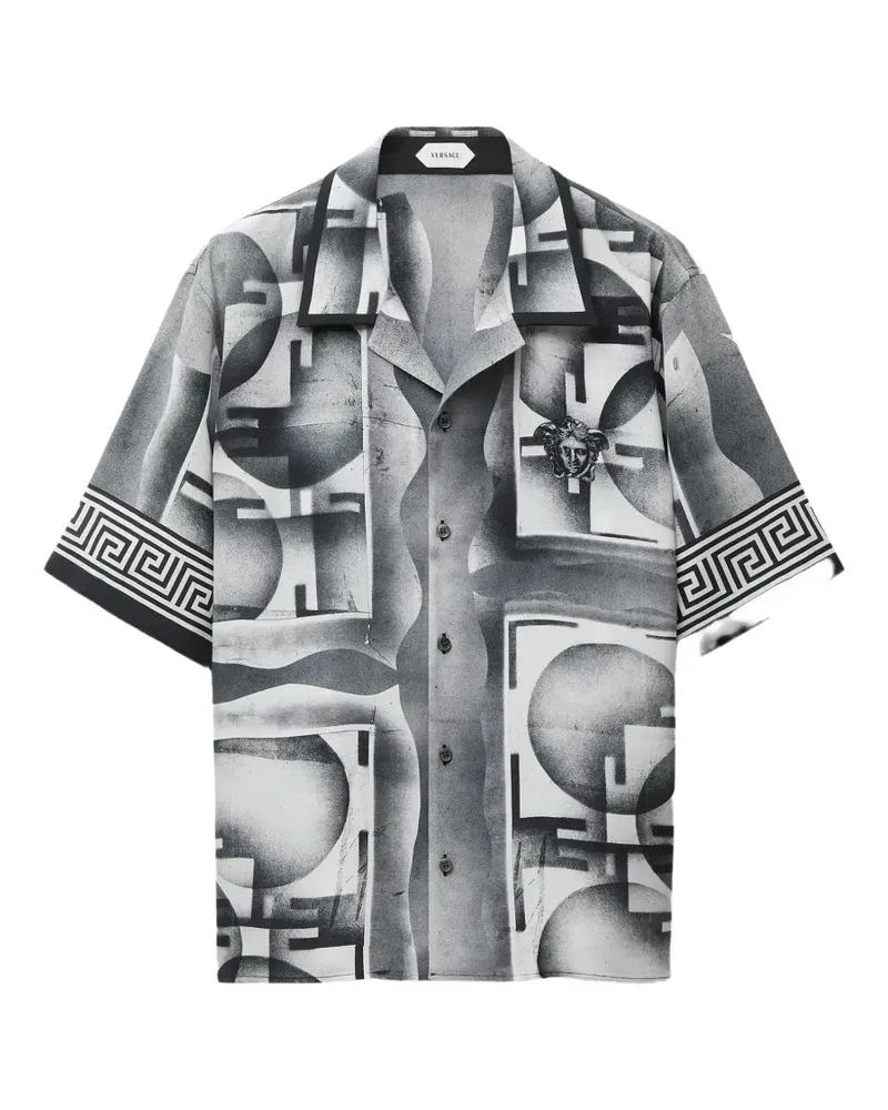 Versace Hemd mit Greca-Print - Schwarz Schwarz