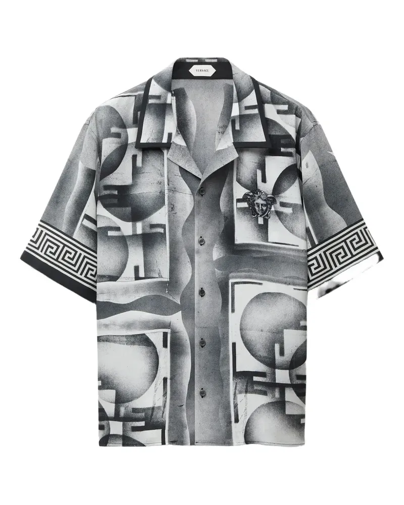 Versace Seidenhemd mit Print - Schwarz Schwarz