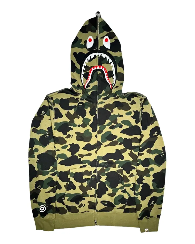 BAPE camo shark zip hoodie - Grün Grün