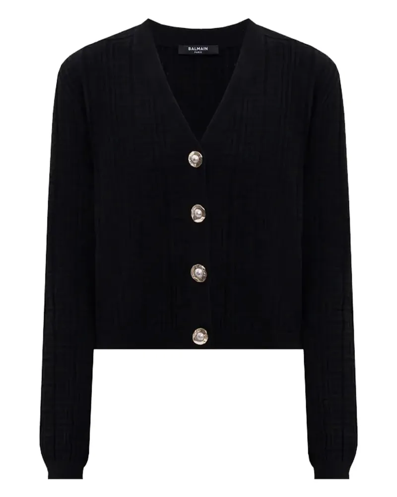 Balmain Geknöpfter Cardigan mit V-Ausschnitt - Schwarz Schwarz