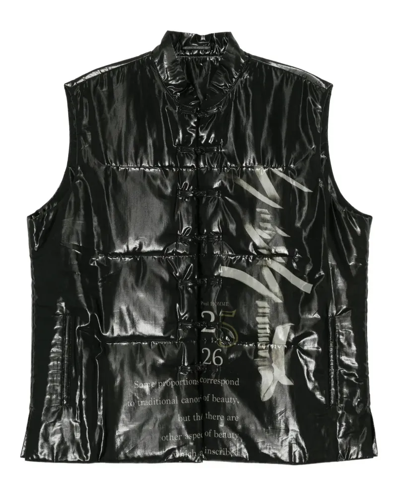 Yohji Yamamoto Wattierte Jacke mit grafischem Print - Schwarz Schwarz