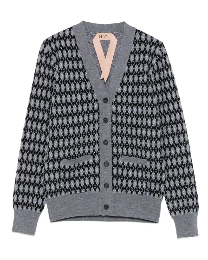 N° 21 Cardigan mit Argyle-Muster - Grau Grau