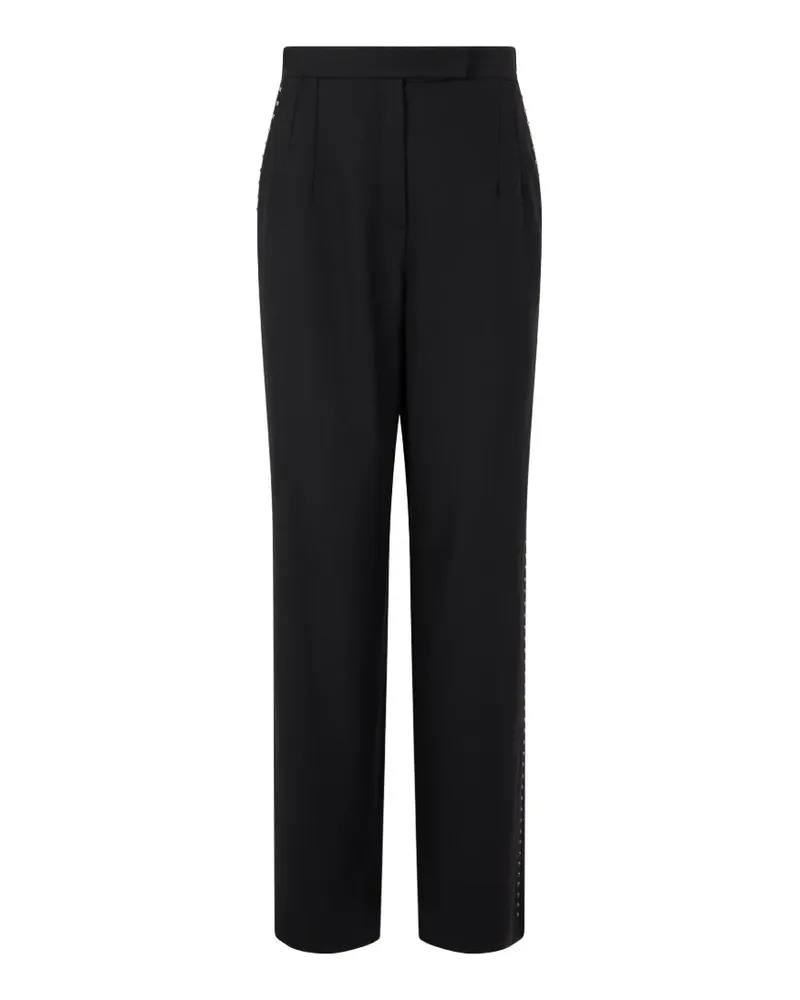 Emporio Armani Wide-Leg-Hose aus Wollgemisch mit Metallic-Nieten - Schwarz Schwarz