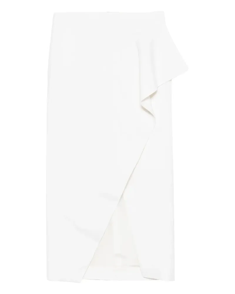 KHAITE Jaia ruffled split midi skirt - Nude Nude