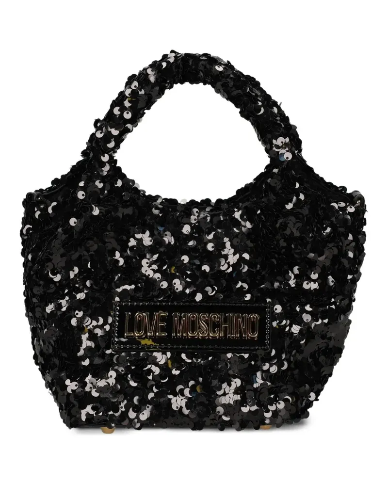 Moschino Mini Tote Bag mit Pailletten - Schwarz Schwarz