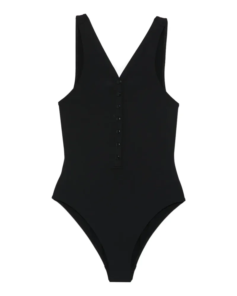 Eres Geknöpfter Badeanzug mit V-Ausschnitt - Schwarz Schwarz
