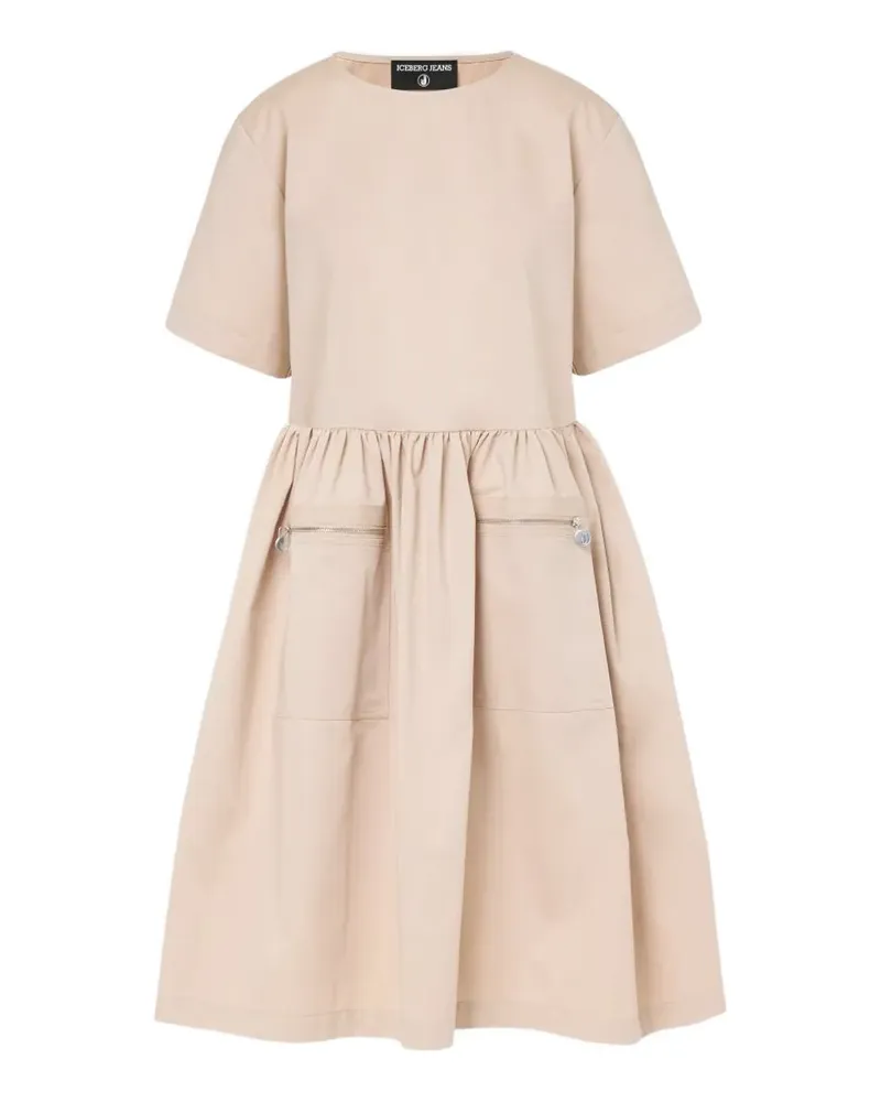Iceberg zip-pocket gathered midi dress - Nude Nude
