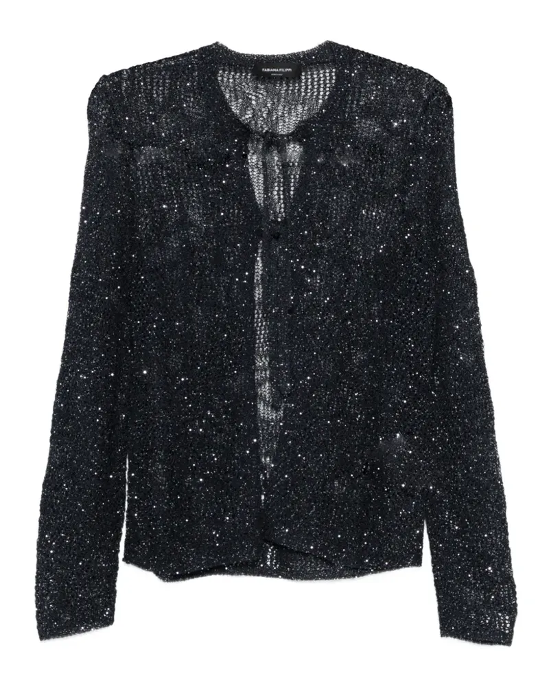 Fabiana Filippi Cardigan mit Pailletten - Schwarz Schwarz