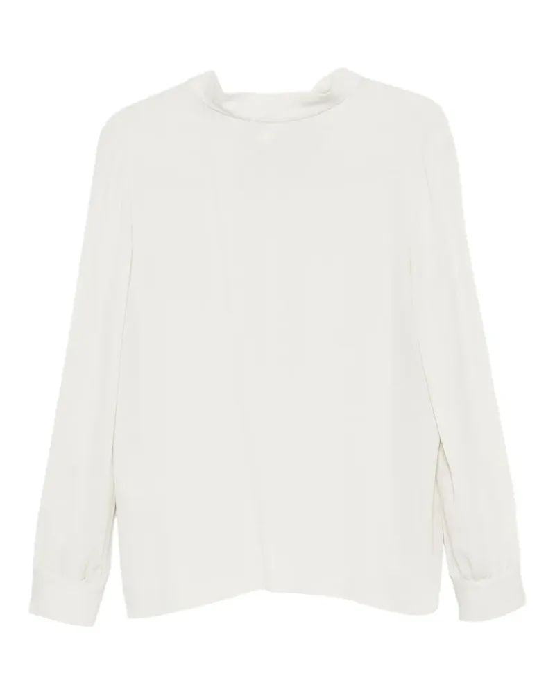 Giorgio Armani Bluse mit Stehkragen und Schleifenverschluss - Nude Nude