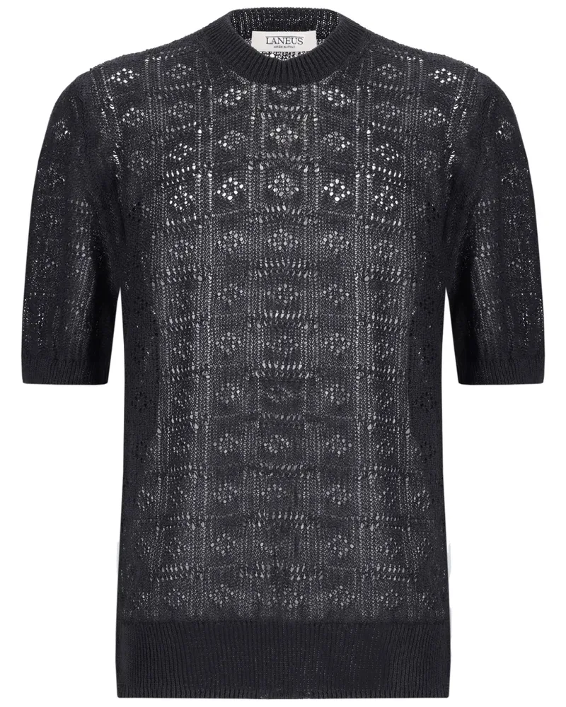 Laneus T-Shirt in Pointelle-Strick - Schwarz Schwarz