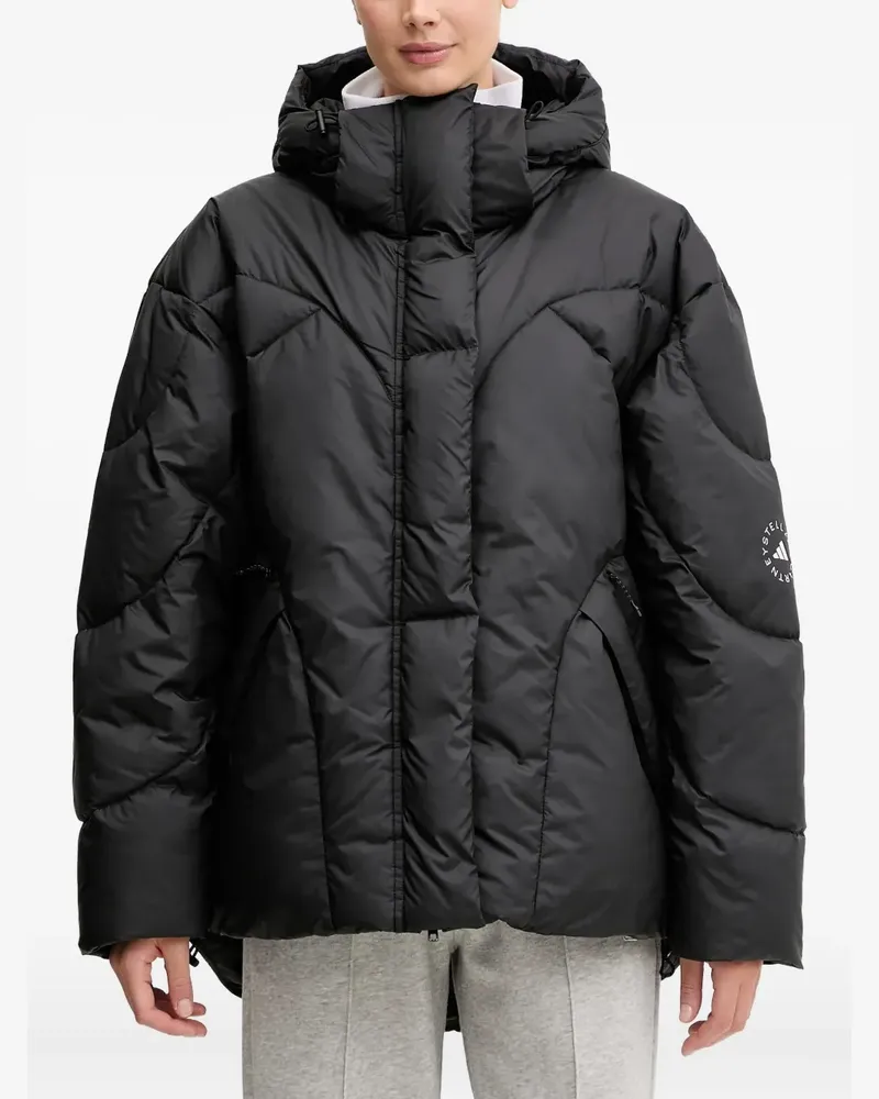 adidas Gesteppte Kapuzenjacke - Schwarz Schwarz