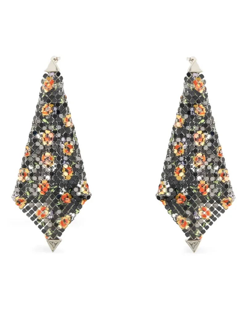 Paco Rabanne Ohrringe mit Blumenprint - Schwarz Schwarz