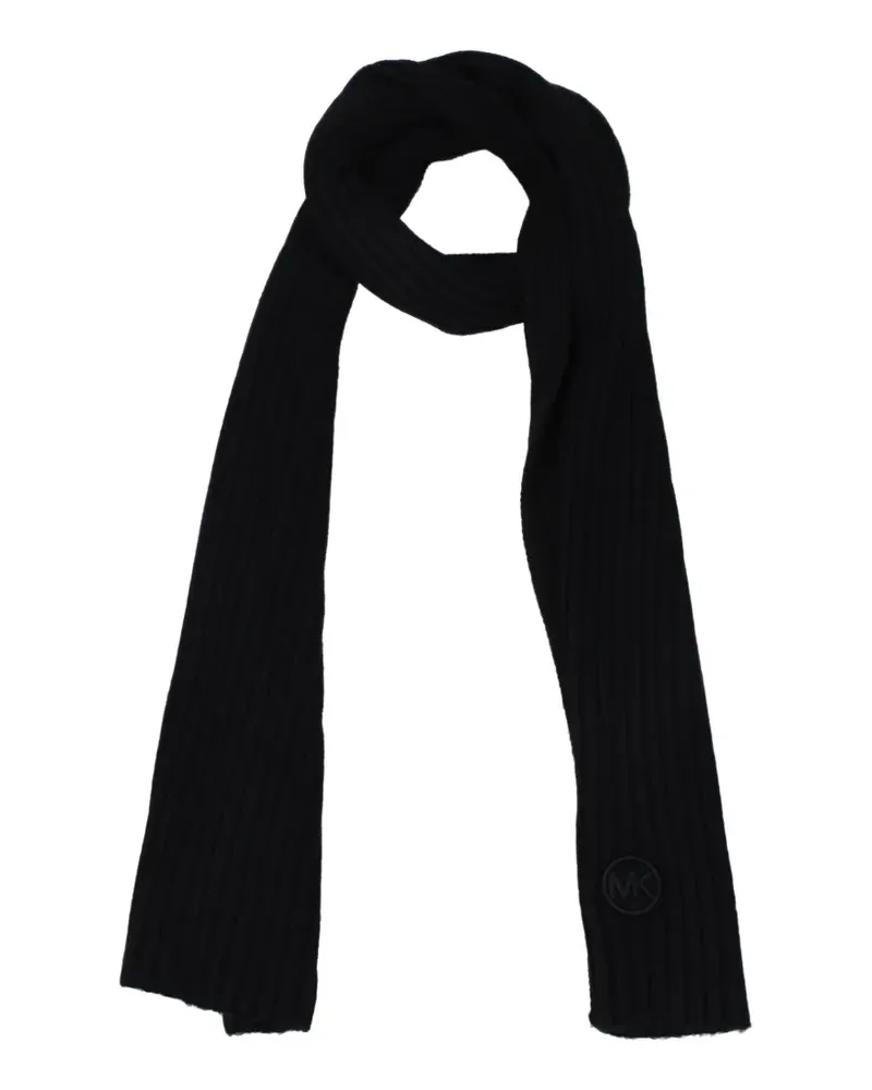 Michael Kors Gerippter Schal mit Logo-Patch - Schwarz Schwarz