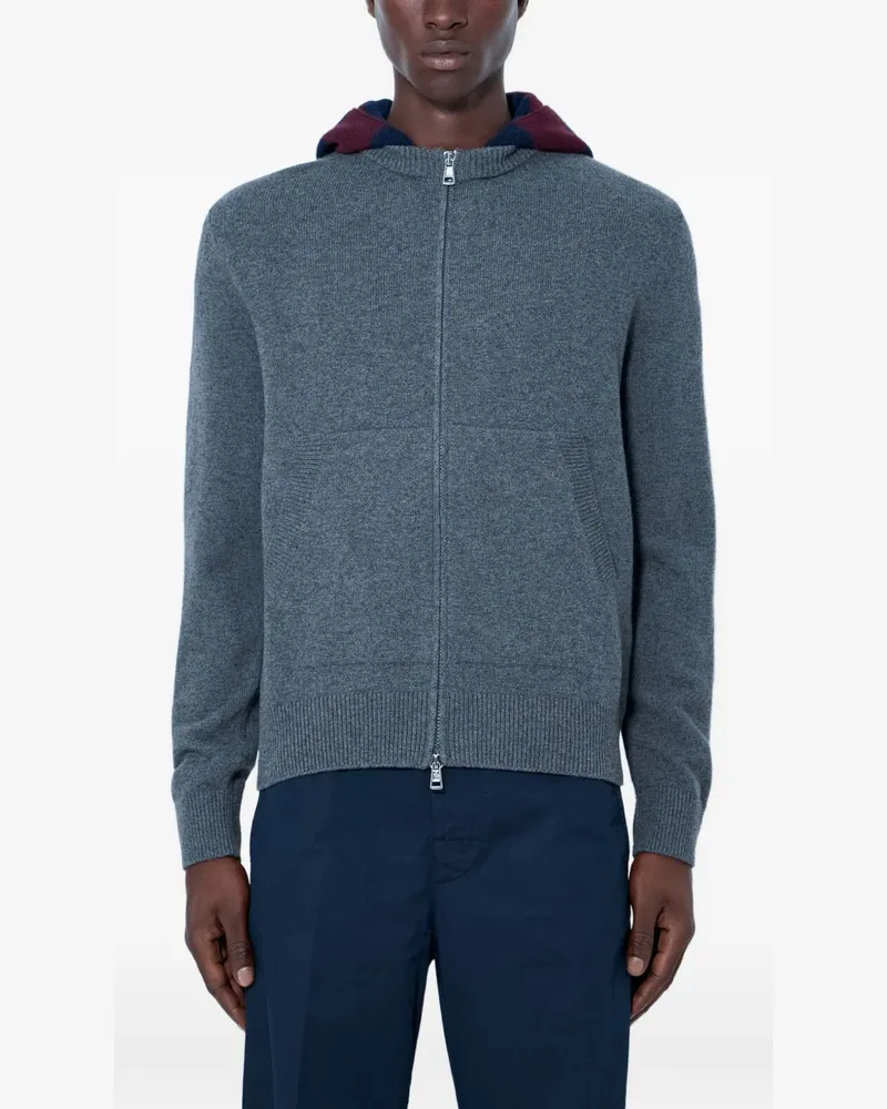 Moncler knitted zip-up hoodie - Blau Blau