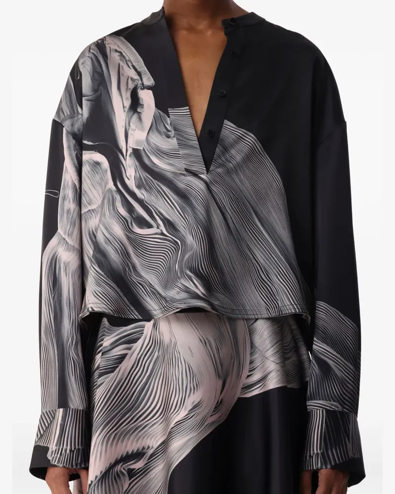 Jason Wu long-sleeve V-neck blouse - Schwarz Schwarz