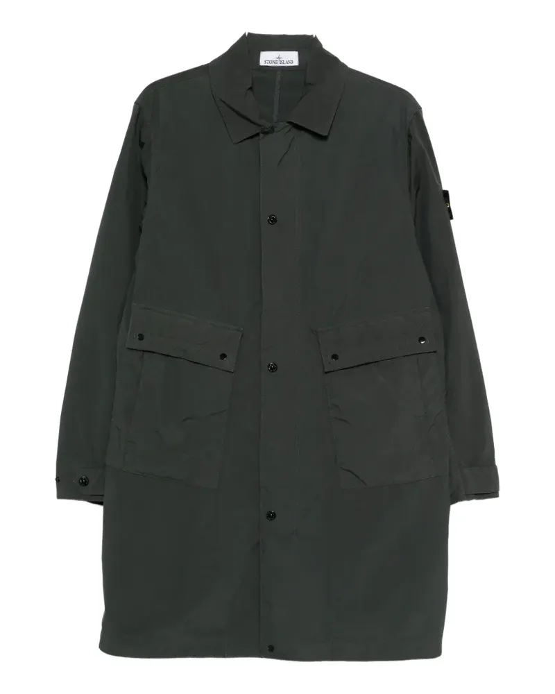 Stone Island button pocket long parka coat - Grau Grau
