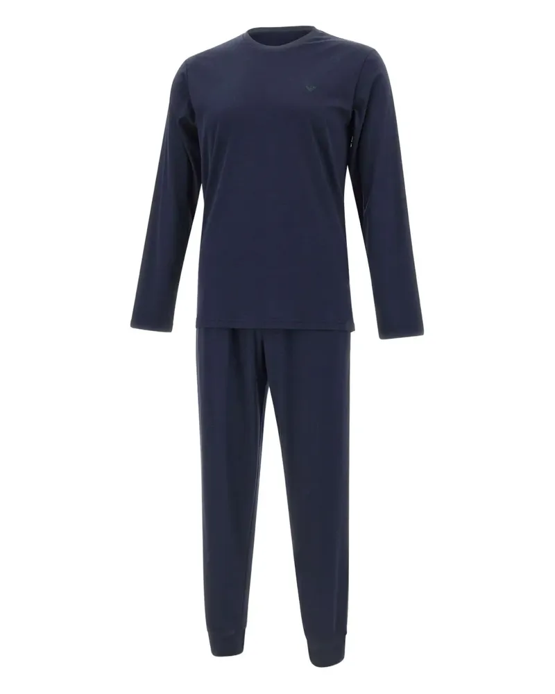Emporio Armani Eagle Pyjama mit Logo - Blau Blau