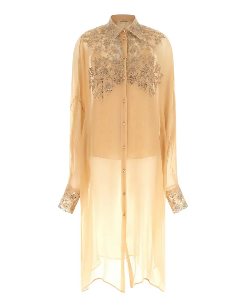 Ermanno Scervino embroidered silk shirt dress - Nude Nude