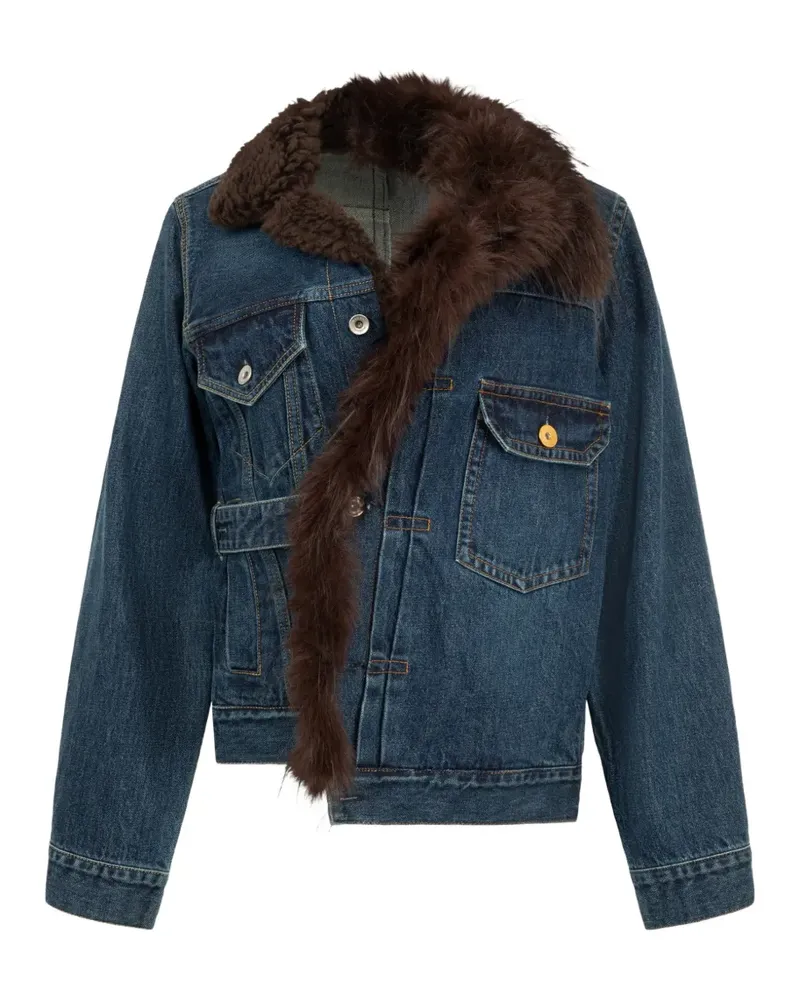 Sacai asymmetric denim jacket - Blau Blau