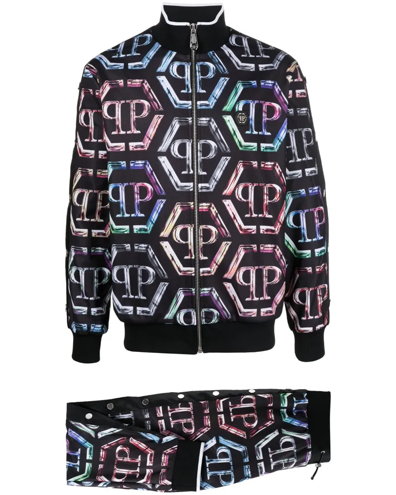 Philipp Plein Jogginganzug mit Logo-Print - Schwarz Schwarz