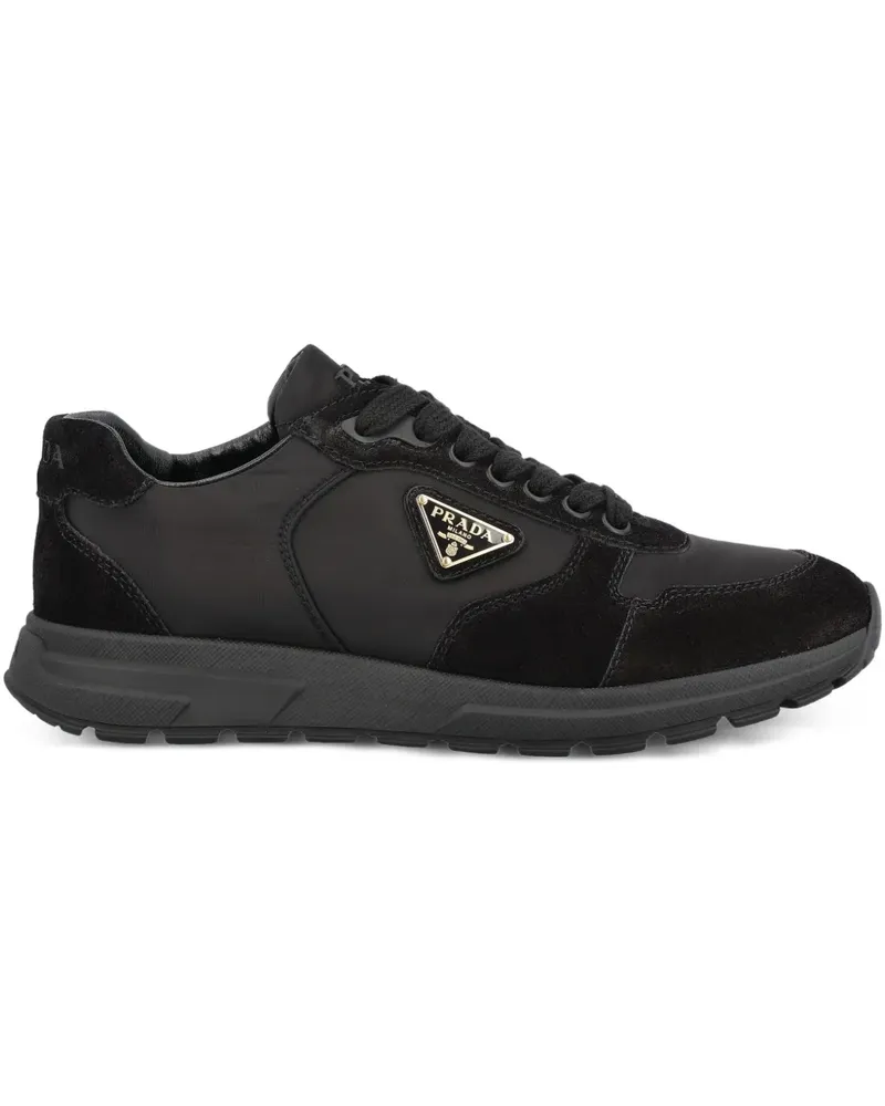 Prada Sneakers mit Logo-Schild - Schwarz Schwarz