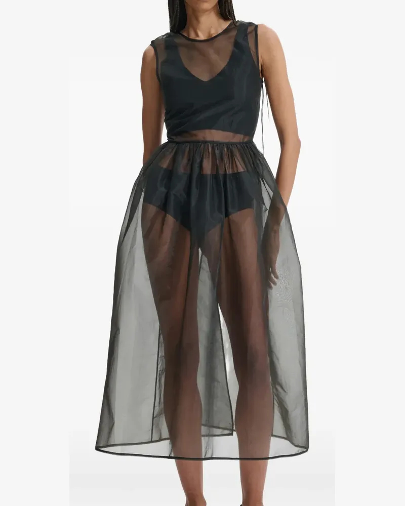 Cecilie Bahnsen Camillia Midikleid mit Sheer-Effekt - Schwarz Schwarz