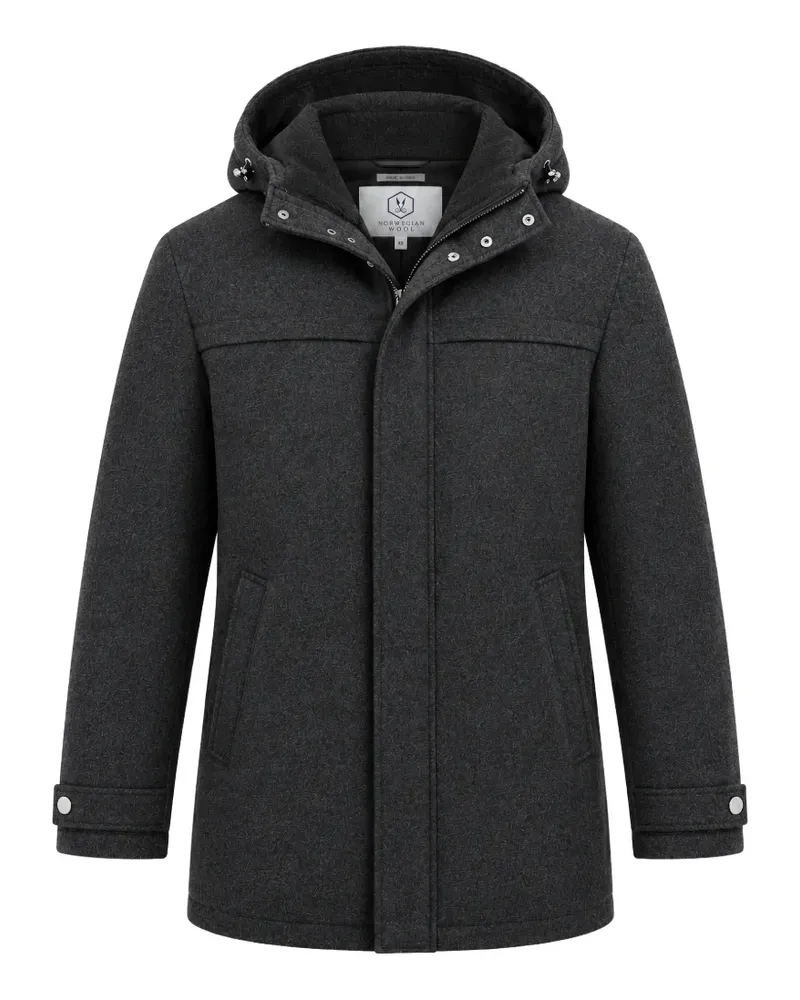 Norwegian Wool Davos Kapuzenmantel - Grau Grau