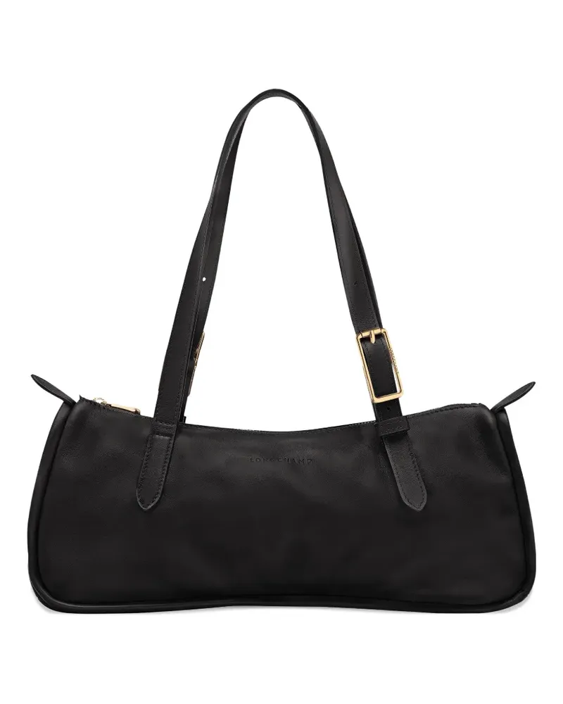 Longchamp L Looong Schultertasche mit Schnallenriemen - Schwarz Schwarz