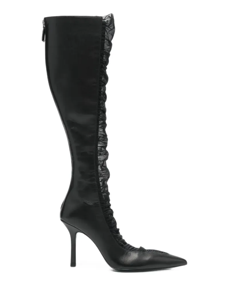 Patrizia Pepe Stiefel aus Leder mit Rüschen - Schwarz Schwarz