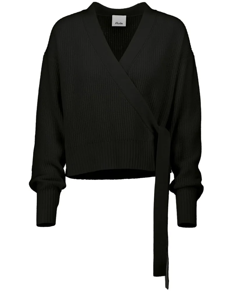 ALLUDE Gewickelter Cardigan - Schwarz Schwarz