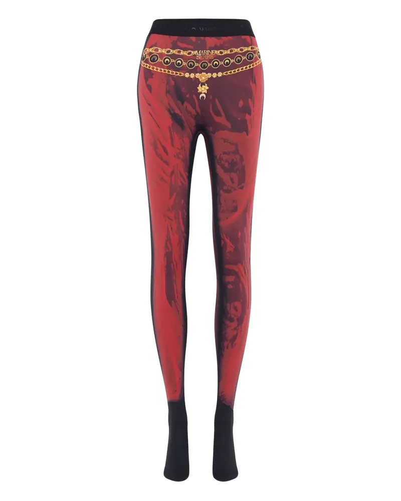 Marine Serre Leggings mit Print - Rot Rot