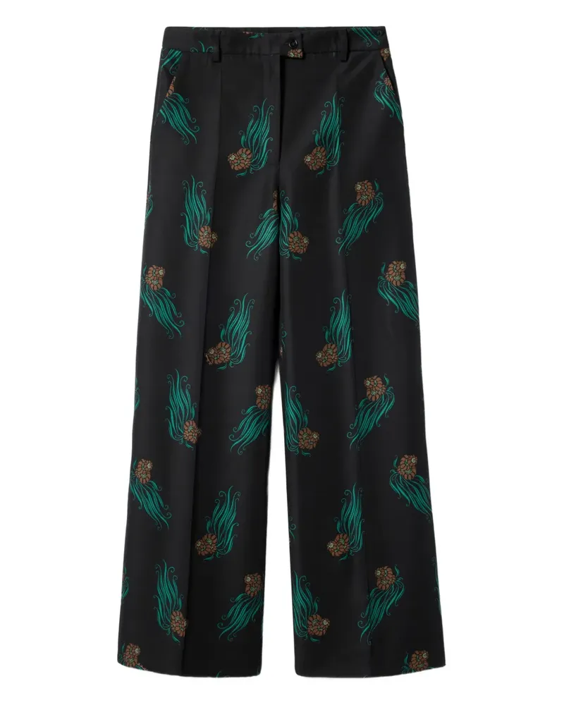 La DoubleJ Let Loose Hose mit Blumen-Print - Schwarz Schwarz