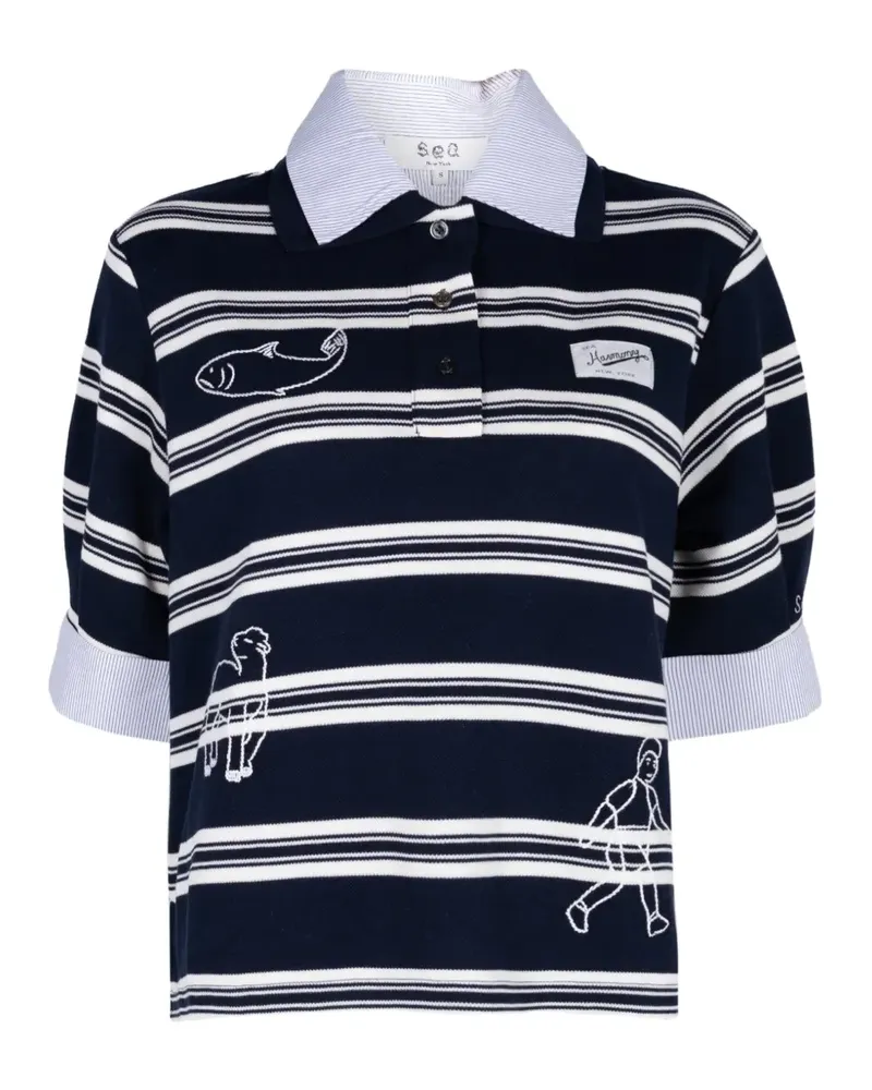 Sea Gestreiftes Mina Poloshirt - Blau Blau