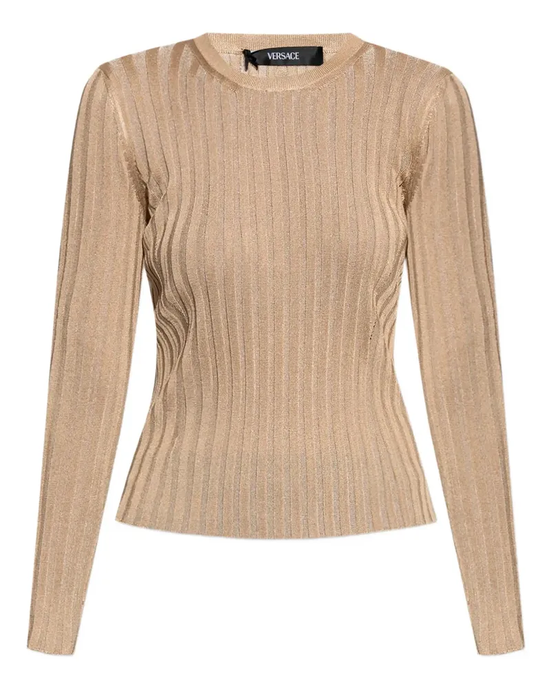Versace Geripptes Langarmshirt - Nude Nude