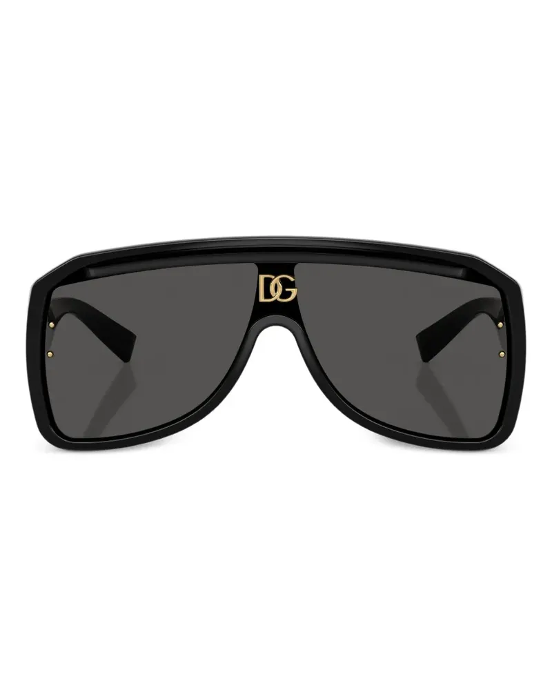 Dolce & Gabbana DG Crossed logo-plaque geometric-frame sunglasses - Schwarz Schwarz
