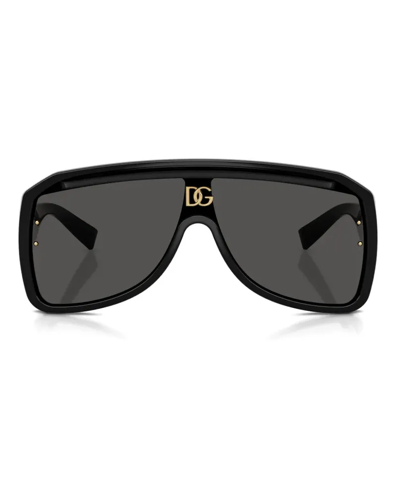 Dolce & Gabbana DG Crossed logo-plaque geometric-frame sunglasses - Schwarz Schwarz