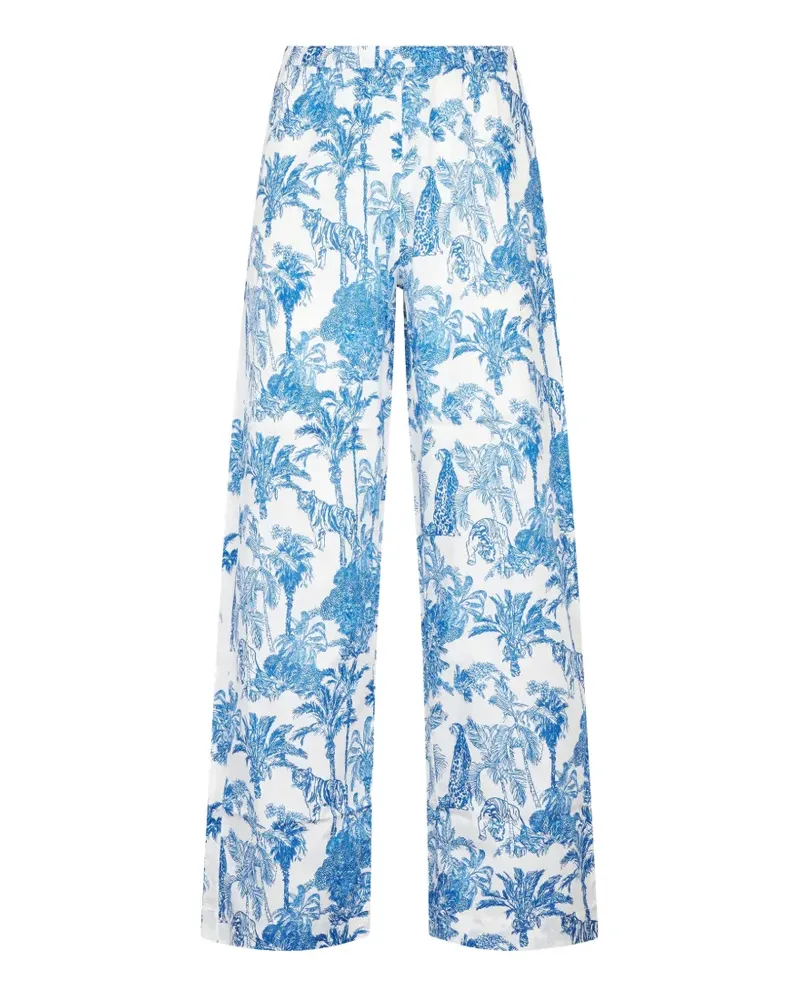 MC2 Saint Barth jungle-print palazzo pants - Weiß Weiß