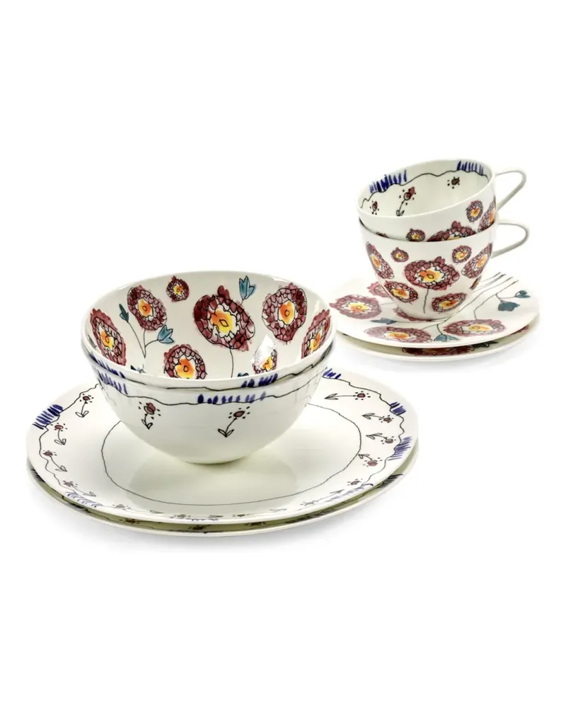 Serax floral-motif dinner set (6 pieces) - Weiß Weiß